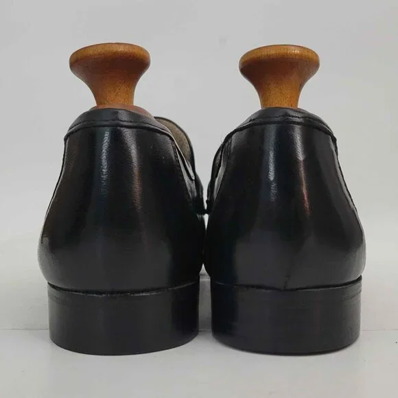 Vintage Bruno Magli Italian Loafers Black Leather Men's 8.5 M NEAR MINT - Picture 7 of 10